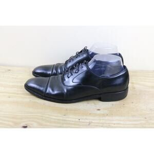 Salvatore Ferragamo Mens Dress Shoes 8D Black Leather Oxfords Italy